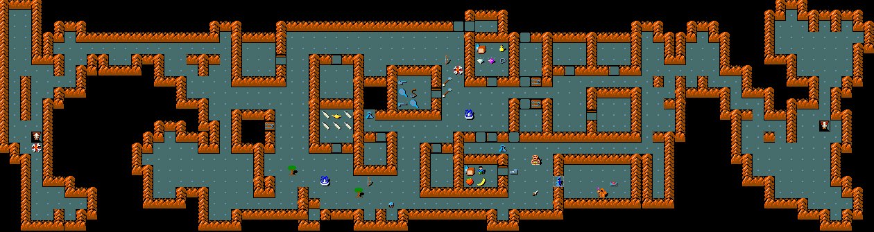 The fully explored minetown level. Note how the stores still have all their goods. This is because they are all filled with junk which is par for the course for me this game.